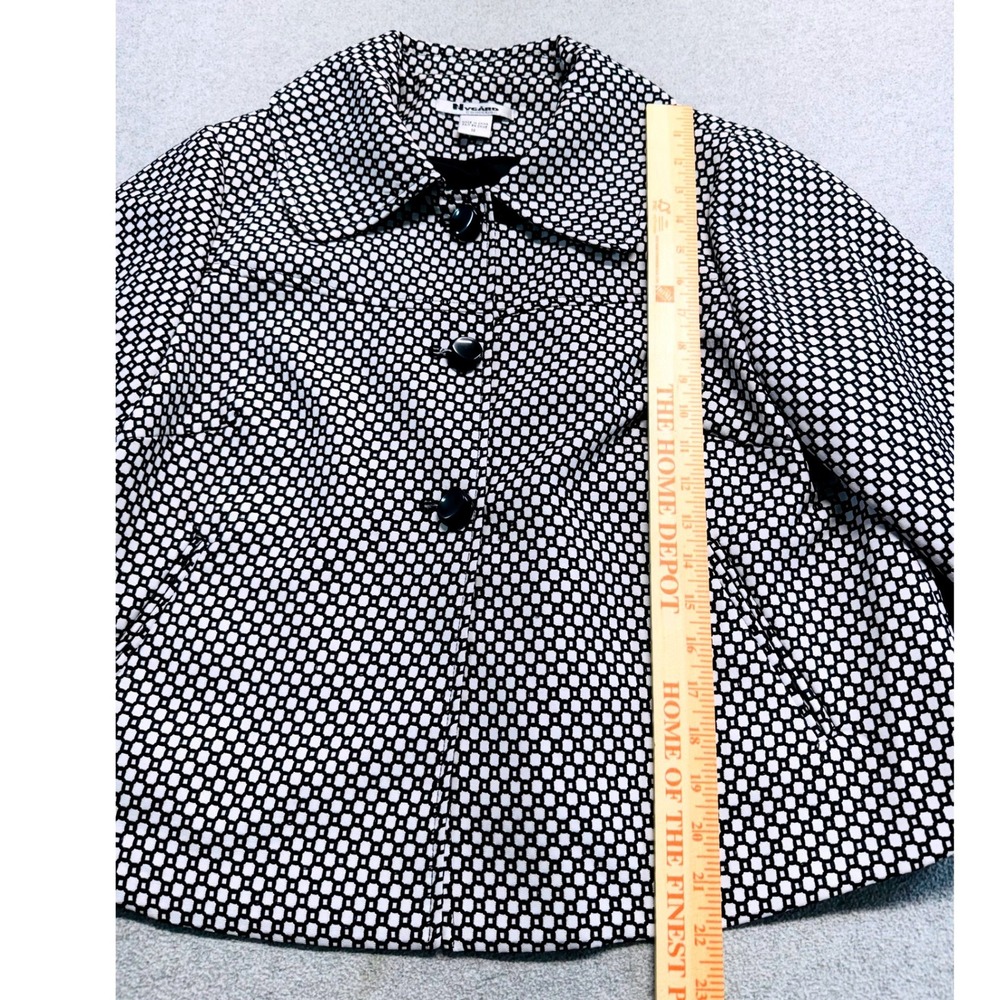 Nygard Collection Women's 14 Black White Geometric Mod Swing Jacket 3/4 Sleeve - Picture 9 of 10